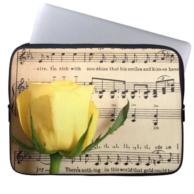 Housse Pour Ordinateur Portable Partition Rose jaune (Devant)