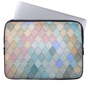 Housse Pour Ordinateur Portable Pastel Diamond Pattern Mermaid Blue Green Pink