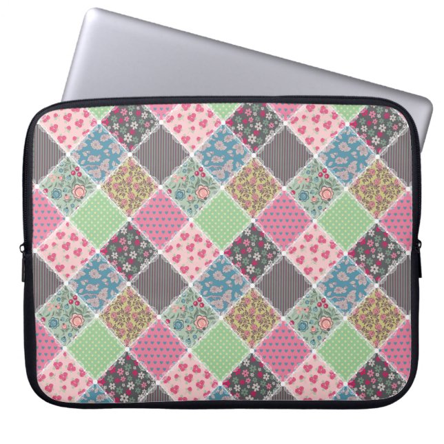 Housse Pour Ordinateur Portable Pastel Floral Quilt Carré (Devant)
