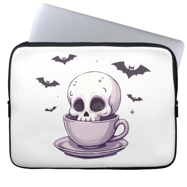 Housse Pour Ordinateur Portable Pastel Goth Skull in Teacup (Devant)