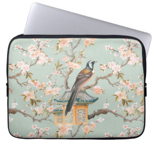 Housse Pour Ordinateur Portable Pastel Oriental Oiseaux et fleurs de fruits