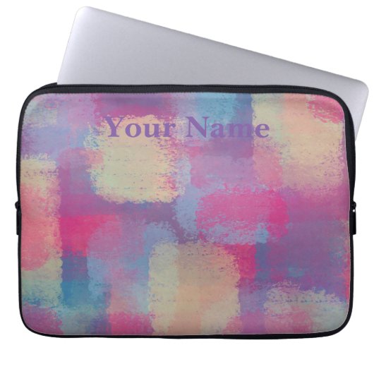 Housse Pour Ordinateur Portable Pastel Patchwork Design abstrait (Devant)