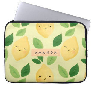 Housse Pour Ordinateur Portable Pastel personnalisé Cute Smiling Citron Motif