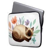 Housse Pour Ordinateur Portable Pastel Slumber: Siamese Cat in Bloom (devant gauche)