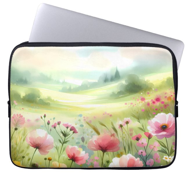 Housse Pour Ordinateur Portable Pastel Wildflower Meadow Landscape (Devant)