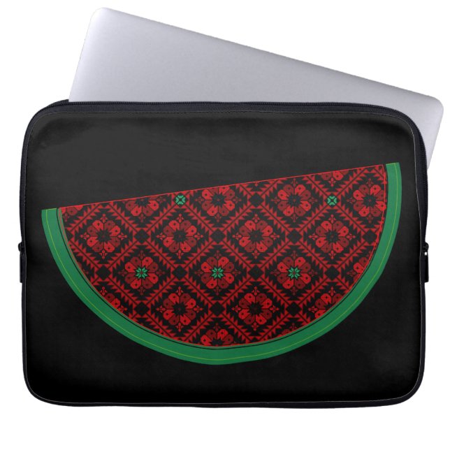 Housse Pour Ordinateur Portable Pastèque de Palestine Broderie tatreez rouge (Devant)