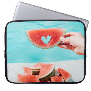 Housse Pour Ordinateur Portable pastèque tranchée sur papier blanc