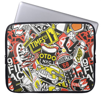 Housse Pour Ordinateur Portable Patchwork d'autocollants urbains de New York vinta
