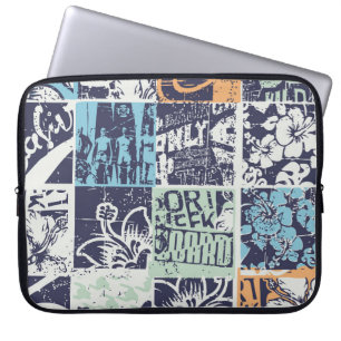 Housse Pour Ordinateur Portable Patchwork de surf : grunge vintage motif