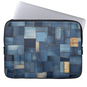 Housse Pour Ordinateur Portable Patchwork Denim