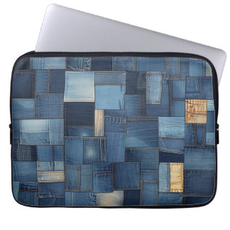 Housse Pour Ordinateur Portable Patchwork Denim