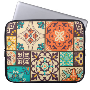 Housse Pour Ordinateur Portable Patchwork islamique coloré : Carrelage Vintage.
