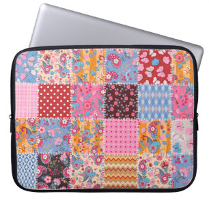 Housse Pour Ordinateur Portable Patchwork sans couture, motif en tissu mignon.