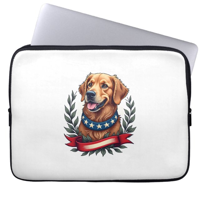 Housse Pour Ordinateur Portable Patriotic Golden Retriever Americana Art Tee 2 (Devant)