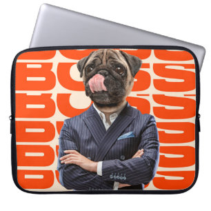 Housse Pour Ordinateur Portable Patron dirigé par la tête de chien debout avec la