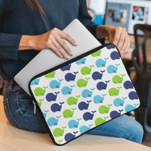 Housse Pour Ordinateur Portable Pattern of Whales, Cute Whales, Sea Animals