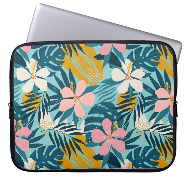 Housse Pour Ordinateur Portable Pattern tropical hibiscus (Devant)
