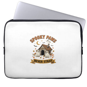Housse Pour Ordinateur Portable Pattes de chien fantôme Halloween