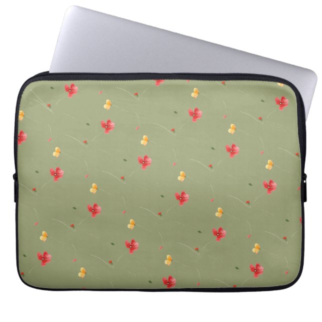 Housse Pour Ordinateur Portable Pavot floral sans couture motif (Devant)