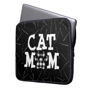 Housse Pour Ordinateur Portable Pawprint maman chat avec poils de chat