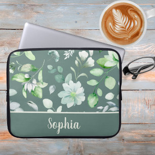 Housse Pour Ordinateur Portable Pays Floral Sage Green Signature