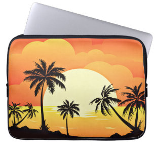 Housse Pour Ordinateur Portable Paysage au coucher du soleil avec palmiers