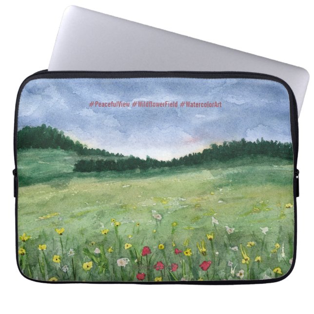 Housse Pour Ordinateur Portable Paysage de champ de fleurs  (Devant)