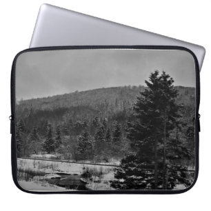 Housse Pour Ordinateur Portable Paysage de Milou en noir et blanc