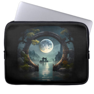 Housse Pour Ordinateur Portable Paysage Imaginaire Lune, Arche ronde