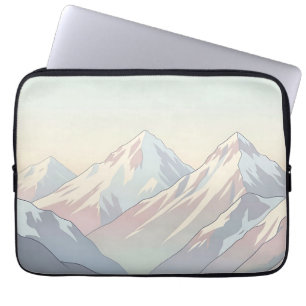 Housse Pour Ordinateur Portable Paysage minimaliste de montagnes aux couleurs past