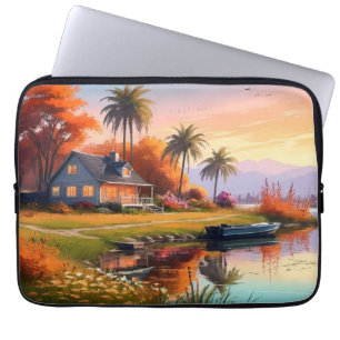 Housse Pour Ordinateur Portable Paysage naturel avec lac et palmiers-34219
