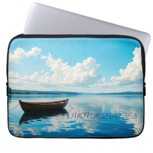 Housse Pour Ordinateur Portable Paysage serein de lac avec rame en bois