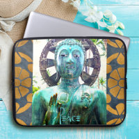 Peace Bouddha Turquoise Statue Or Mosaïque Photo