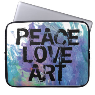 Housse Pour Ordinateur Portable PEACE LOVE ART type + arrière - plan abstrait