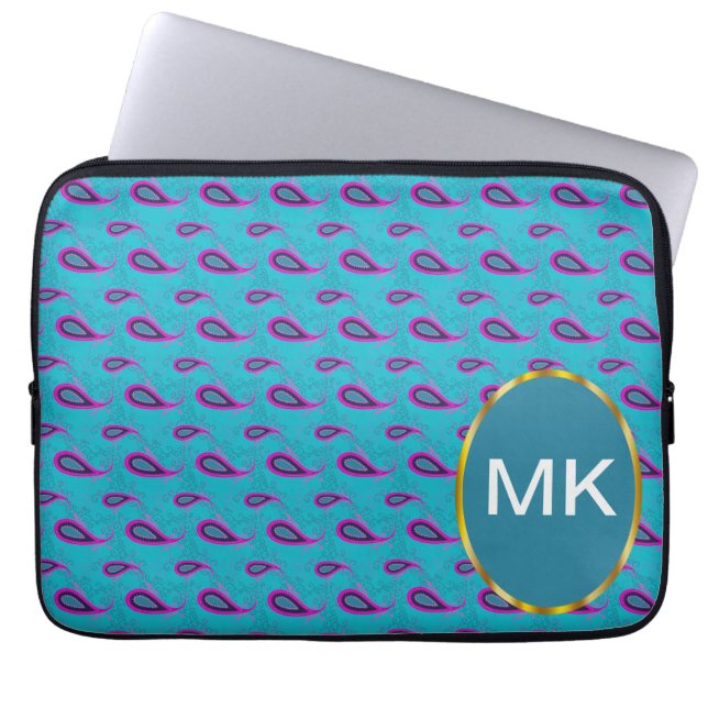 Housse Pour Ordinateur Portable Peacock Blue Paisley (Devant)