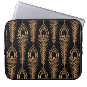 Housse Pour Ordinateur Portable Peacock Feathers, Luxury Oriental Motif.