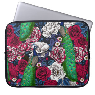 Housse Pour Ordinateur Portable Peacocks dans le jardin rose