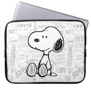 Housse Pour Ordinateur Portable PEANUTS   Snoopy sur Black White Comics 2
