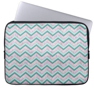 Housse Pour Ordinateur Portable Pearl Floral Turquoise ZigZag Motif