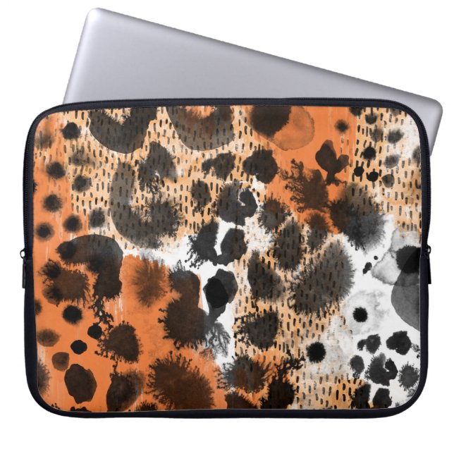 Housse Pour Ordinateur Portable Peau animale : motif léopard créatif. (Devant)