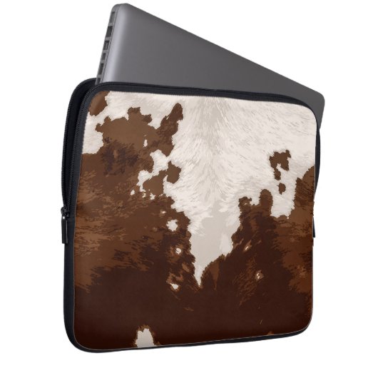 HOUSSE POUR ORDINATEUR PORTABLE PEAU DE VACHE (Devant droit)