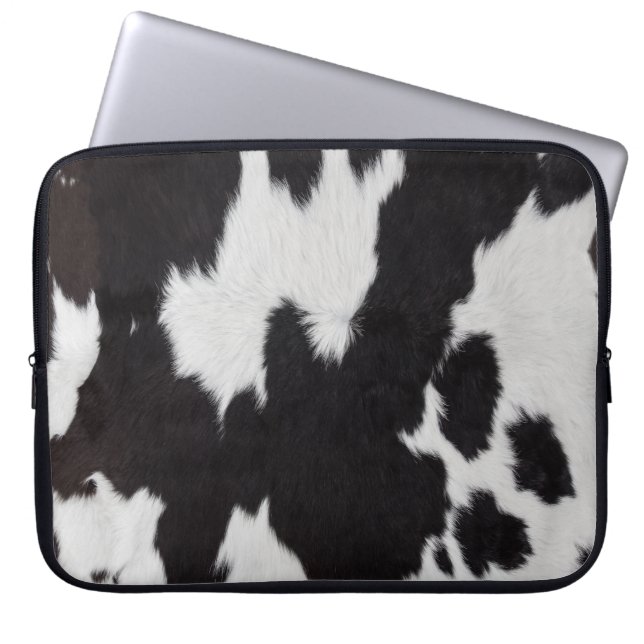 Housse Pour Ordinateur Portable peau de vache noir (Devant)