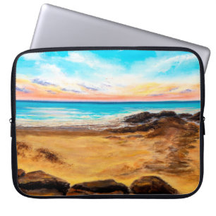 Housse Pour Ordinateur Portable peinture à l'huile d'un beau coucher de soleil dor