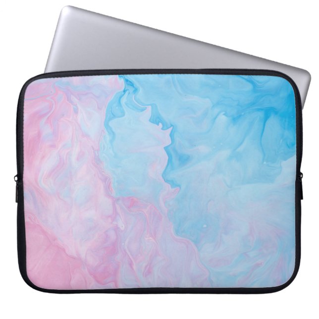 HOUSSE POUR ORDINATEUR PORTABLE PEINTURE ABSTRAITE ROSE ET BLEUE (Devant)