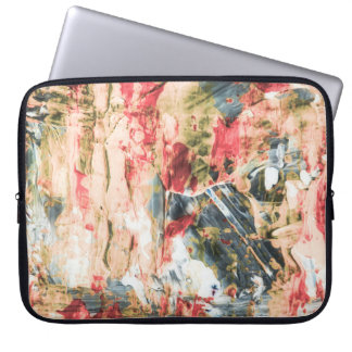 Housse Pour Ordinateur Portable Peinture abstraite rouge blanche et jaune