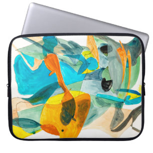 Housse Pour Ordinateur Portable Peinture abstraite sur papier aux couleurs vives,