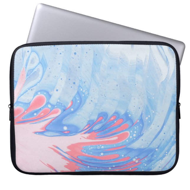 HOUSSE POUR ORDINATEUR PORTABLE PEINTURE BLEU BLANC ET ROUGE ABSTRAIT (Devant)