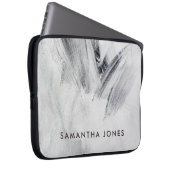 Housse Pour Ordinateur Portable Peinture contours Texture blanc noir (Devant droit)