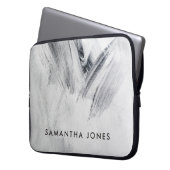 Housse Pour Ordinateur Portable Peinture contours Texture blanc noir (devant gauche)