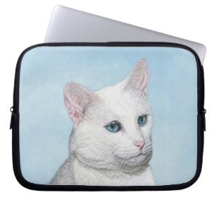 Housse Pour Ordinateur Portable Peinture de chat blanc - Cute Original Cat Art